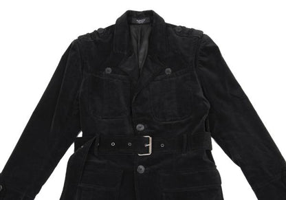 VIKTOR&ROLF Belt Design Velvet Jacket Black Cotton Size 46