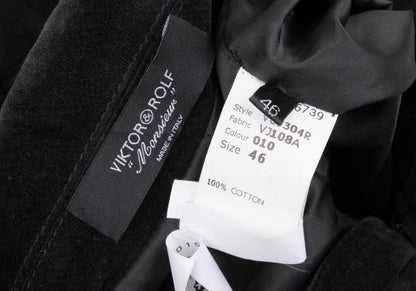 VIKTOR&ROLF Belt Design Velvet Jacket Black Cotton Size 46