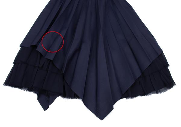 COMME des GARCONS Poly Raw-Edge Chiffon Skirt Navy Size S