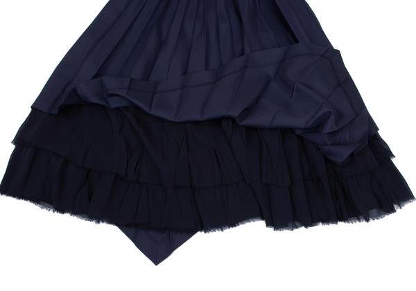 COMME des GARCONS Poly Raw-Edge Chiffon Skirt Navy Size S