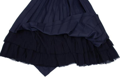 COMME des GARCONS Poly Raw-Edge Chiffon Skirt Navy Size S