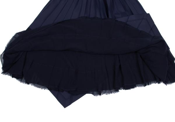 COMME des GARCONS Poly Raw-Edge Chiffon Skirt Navy Size S