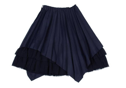COMME des GARCONS Poly Raw-Edge Chiffon Skirt Navy Size S