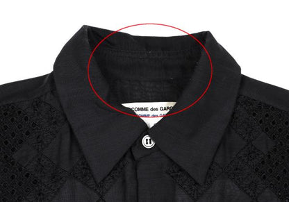 COMME des GARCONS Front Lace Panel Long Shirt Black Size S