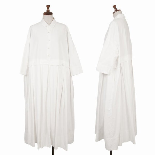 Veritecoeur Cotton Box Tuck Panel Design Dress White Size F
