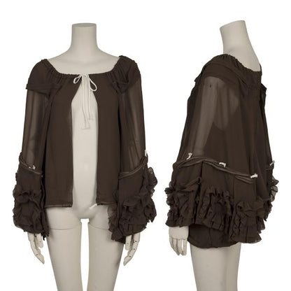 COMME des GARCONS Frill Wide Sleeve Cardigan Brown Size S