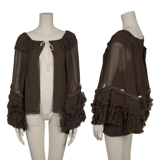 COMME des GARCONS Frill Wide Sleeve Cardigan Brown Size S