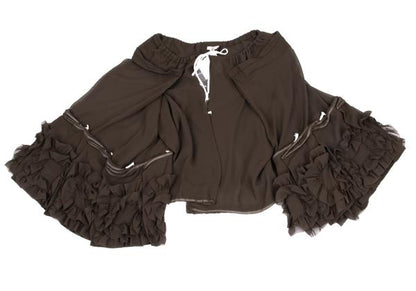 COMME des GARCONS Frill Wide Sleeve Cardigan Brown Size S
