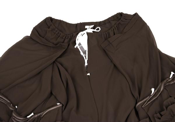 COMME des GARCONS Frill Wide Sleeve Cardigan Brown Size S