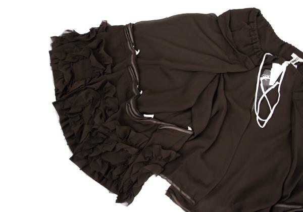 COMME des GARCONS Frill Wide Sleeve Cardigan Brown Size S