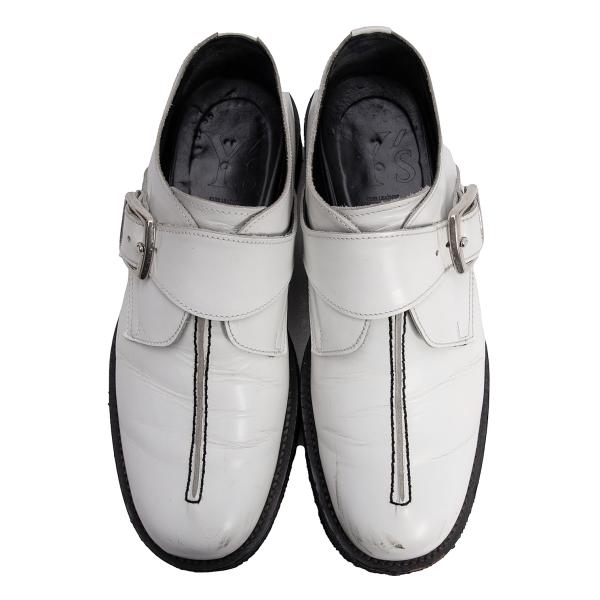 Y's for men Outseam Strap Leather White Black Shoes Size 25.5cm
