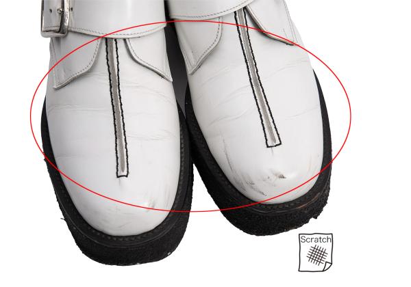 Y's for men Outseam Strap Leather White Black Shoes Size 25.5cm