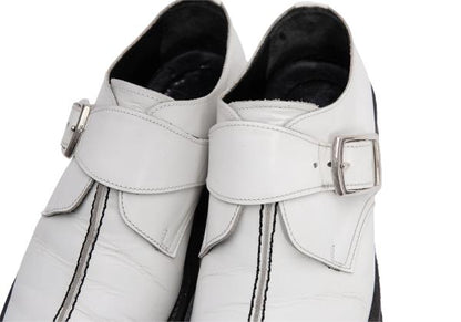 Y's for men Outseam Strap Leather White Black Shoes Size 25.5cm