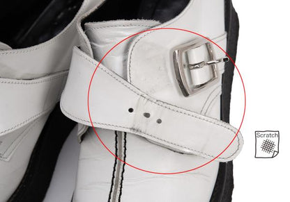 Y's for men Outseam Strap Leather White Black Shoes Size 25.5cm