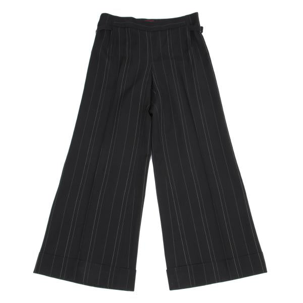 KENZO Wool Pinstripe Wide Pants Black Size 38