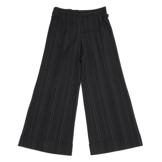 KENZO Wool Pinstripe Wide Pants Black Size 38
