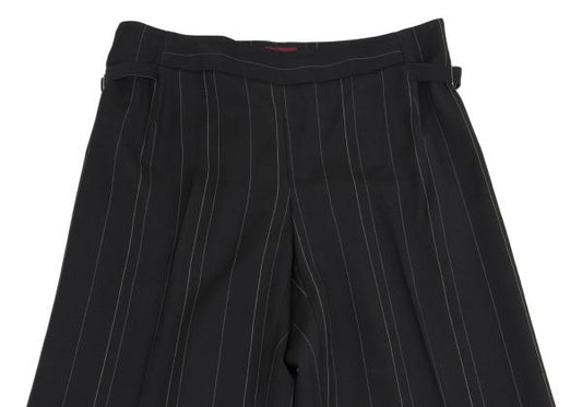 KENZO Wool Pinstripe Wide Pants Black Size 38