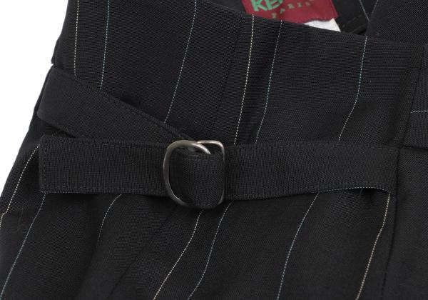 KENZO Wool Pinstripe Wide Pants Black Size 38