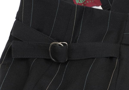 KENZO Wool Pinstripe Wide Pants Black Size 38
