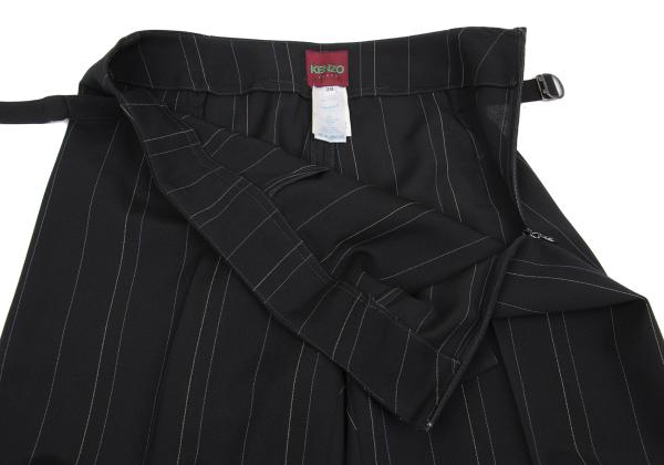 KENZO Wool Pinstripe Wide Pants Black Size 38