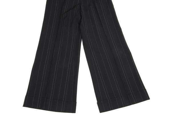 KENZO Wool Pinstripe Wide Pants Black Size 38