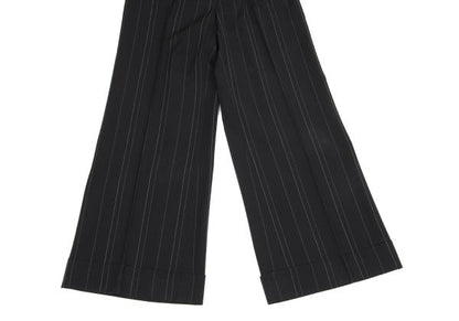 KENZO Wool Pinstripe Wide Pants Black Size 38