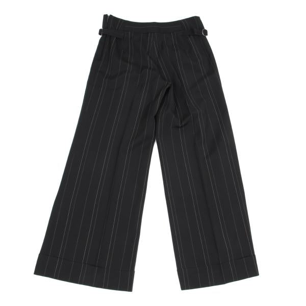 KENZO Wool Pinstripe Wide Pants Black Size 38