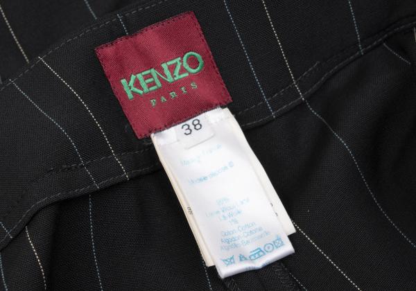KENZO Wool Pinstripe Wide Pants Black Size 38