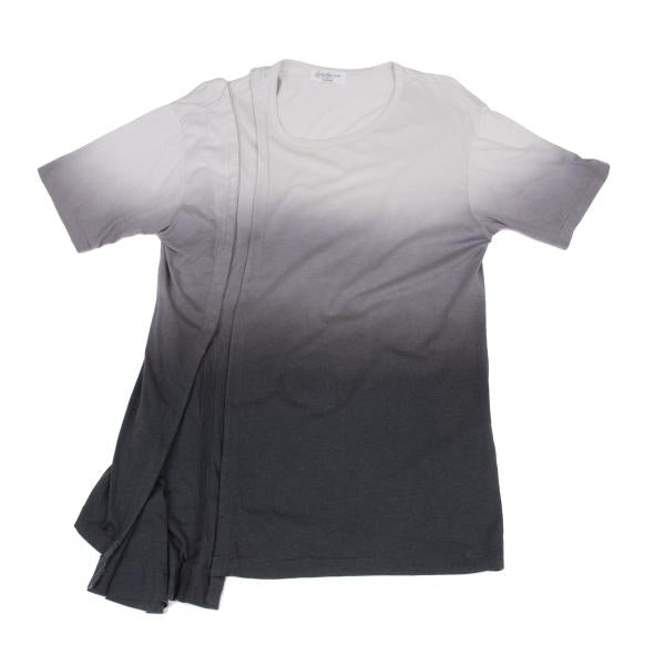 Yohji Yamamoto POUR HOMME Dip Dye Tuck Grey Black T-Shirt Size 3