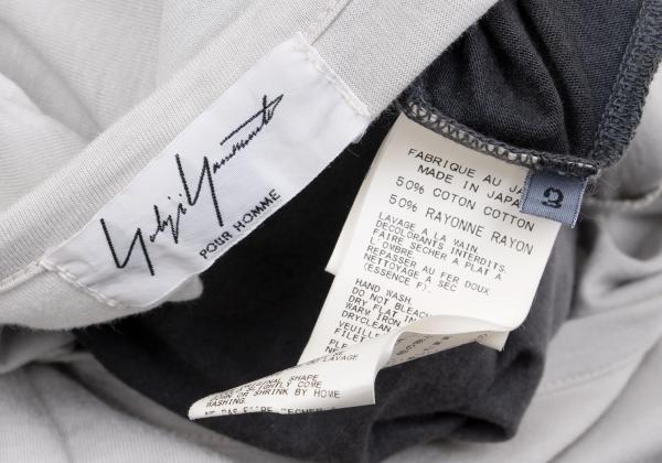 Yohji Yamamoto POUR HOMME Dip Dye Tuck Grey Black T-Shirt Size 3