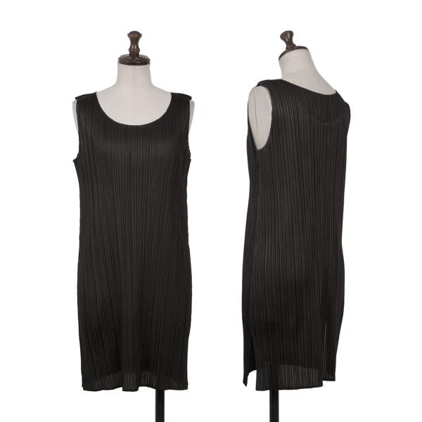 PLEATS PLEASE Pleated Sleeveless Tunic Black Blouse Size 3