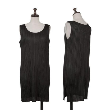 PLEATS PLEASE Pleated Sleeveless Tunic Black Blouse Size 3