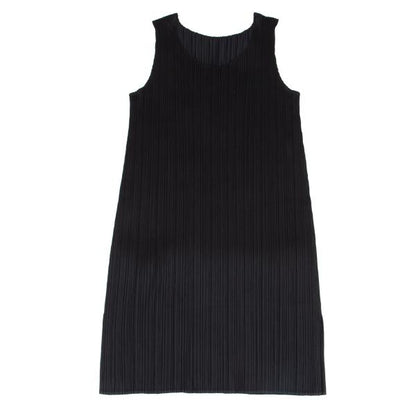 PLEATS PLEASE Pleated Sleeveless Tunic Black Blouse Size 3