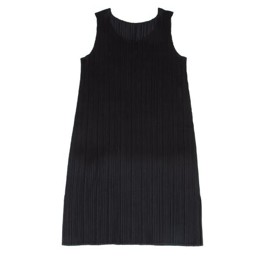 PLEATS PLEASE Pleated Sleeveless Tunic Black Blouse Size 3