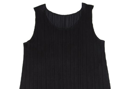 PLEATS PLEASE Pleated Sleeveless Tunic Black Blouse Size 3