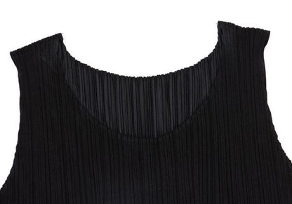 PLEATS PLEASE Pleated Sleeveless Tunic Black Blouse Size 3
