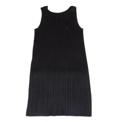PLEATS PLEASE Pleated Sleeveless Tunic Black Blouse Size 3