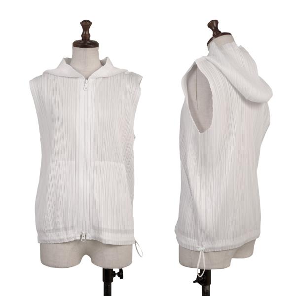 PLEATS PLEASE Pleats Double Zip Sleeveless Hoodie Size 3