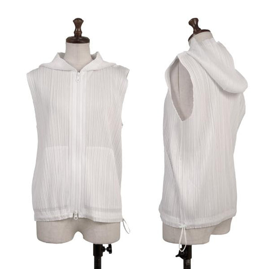 PLEATS PLEASE Pleats Double Zip Sleeveless Hoodie Size 3