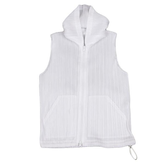 PLEATS PLEASE Pleats Double Zip Sleeveless Hoodie Size 3