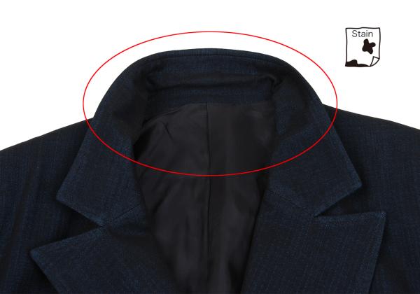 Y's Wool Blend Double Breasted Long Jacket Navy Size M