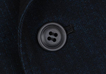 Y's Wool Blend Double Breasted Long Jacket Navy Size M