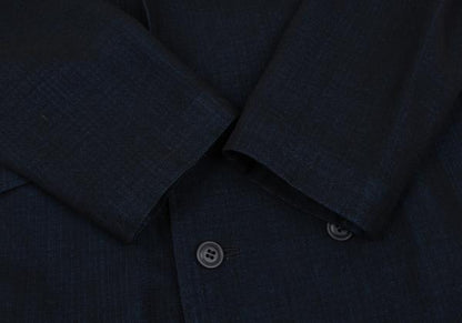 Y's Wool Blend Double Breasted Long Jacket Navy Size M