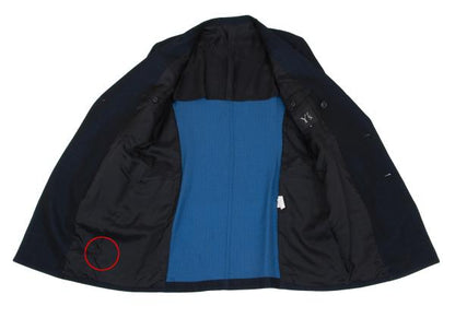 Y's Wool Blend Double Breasted Long Jacket Navy Size M