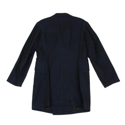 Y's Wool Blend Double Breasted Long Jacket Navy Size M
