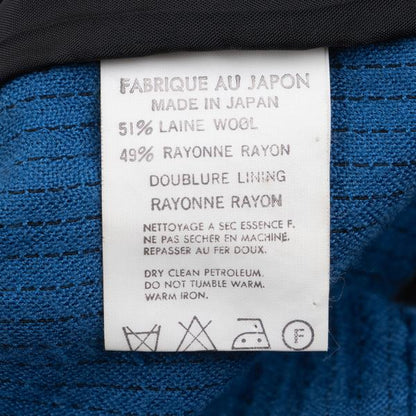Y's Wool Blend Double Breasted Long Jacket Navy Size M