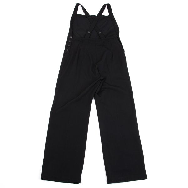 Y's Black Wool Gabardine Jumpsuit Size M
