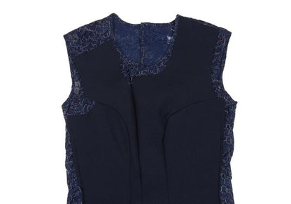 COMME des GARCONS Wool Lame Flower Vest Navy Size S