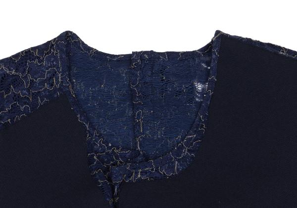 COMME des GARCONS Wool Lame Flower Vest Navy Size S