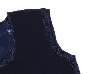 COMME des GARCONS Wool Lame Flower Vest Navy Size S